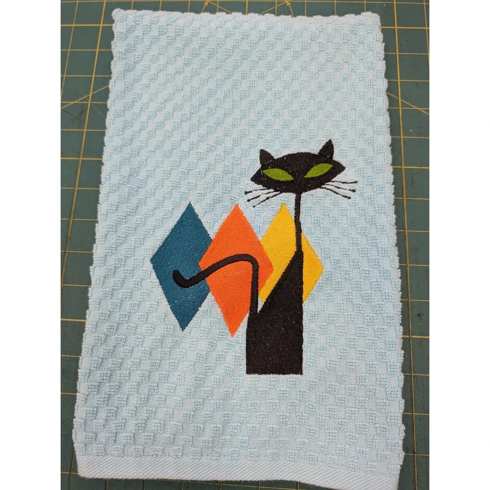 Retro Mid Century Modern Atomic Cat Kitchen Towel Set of 1  Great Gift Idea!